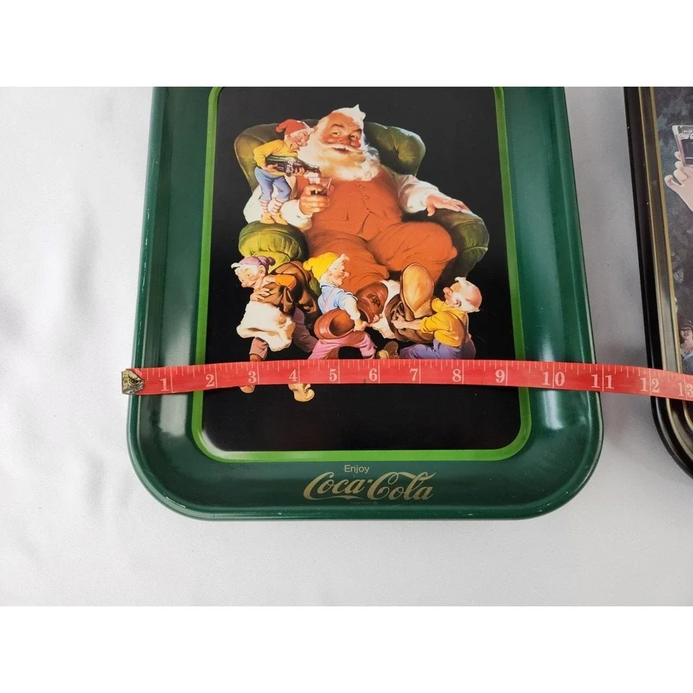 Coca-Cola Santa Party Girl Flapper Serving Metal Tray Vintage American Art Coke